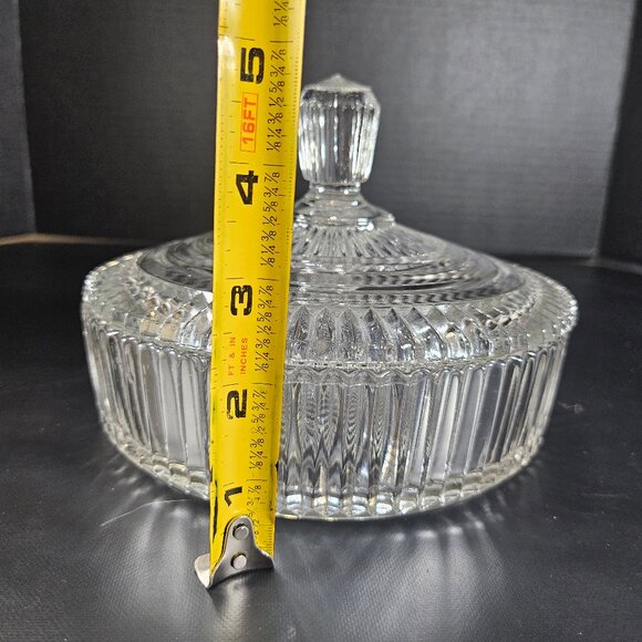 Anchor Hocking Pressed Glass Clear Queen Mary Ribbed Round Candy Dish. Vintage - Picture 10 of 12